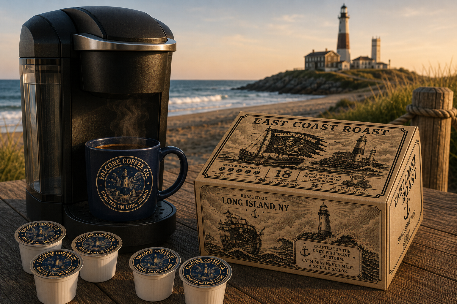 East Coast Roast Single Serve Coffee Cup PODS. 18 pack of Specialty grade blend sourced from Colombia & Brazil.